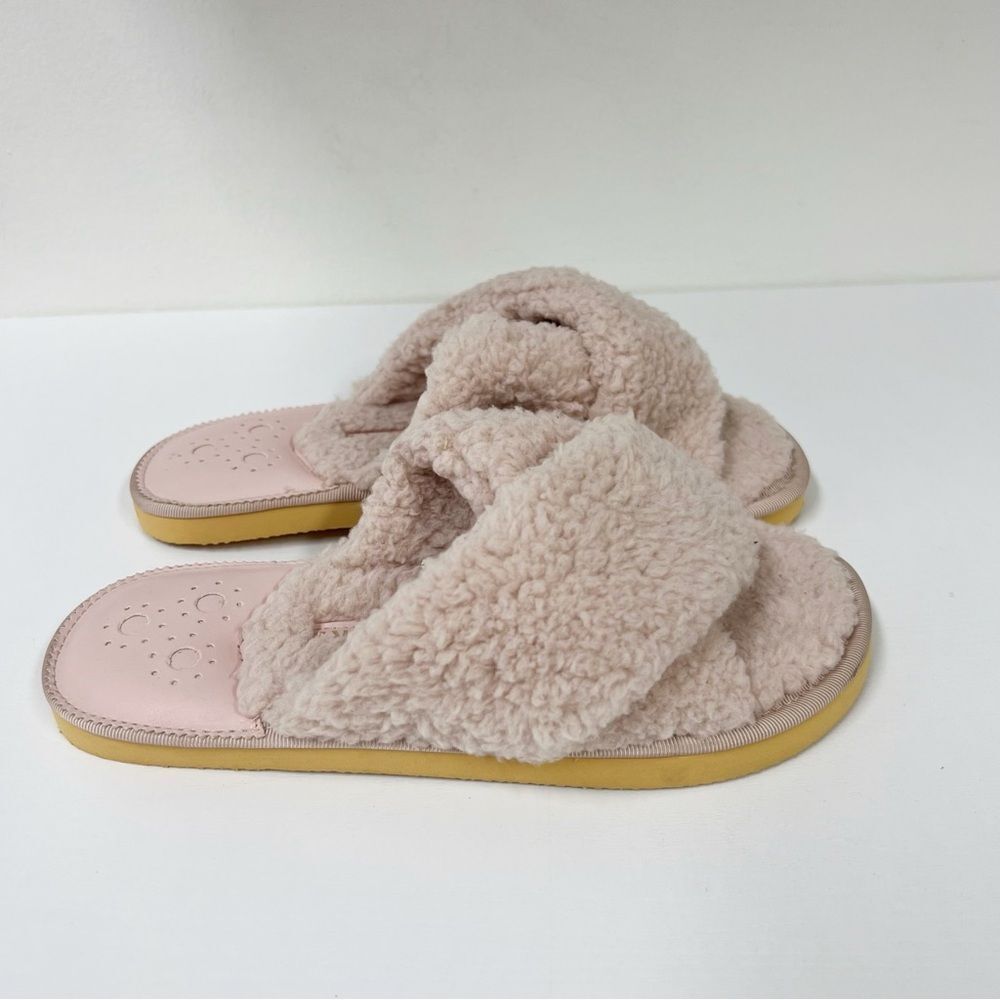 Jack Rogers‎ Sloane Faux Shearling Criss Cross Slippers Pink 7